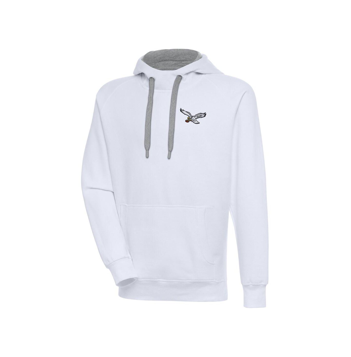 Мужское худи Antigua White Philadelphia Eagles Throwback Logo Victory Pullover — фото 1