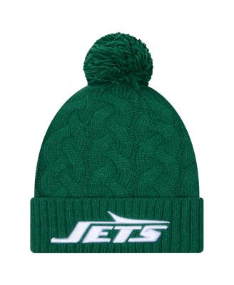 New Era - Women's Green New York Jets Cable Cuffed Knit with Pom Hat