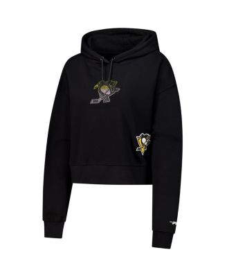 Women's Black Pittsburgh Penguins Jewels Cropped Pullover Hoodie