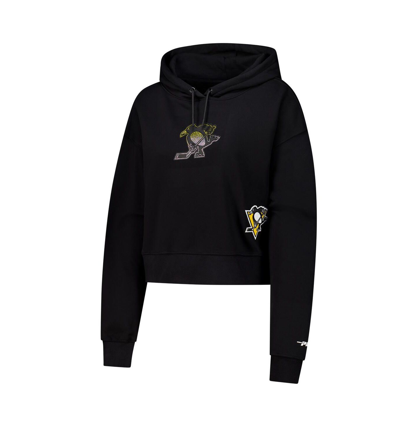 Женское худи Pro Standard Black Pittsburgh Penguins Jewels Cropped Pullover — фото 3