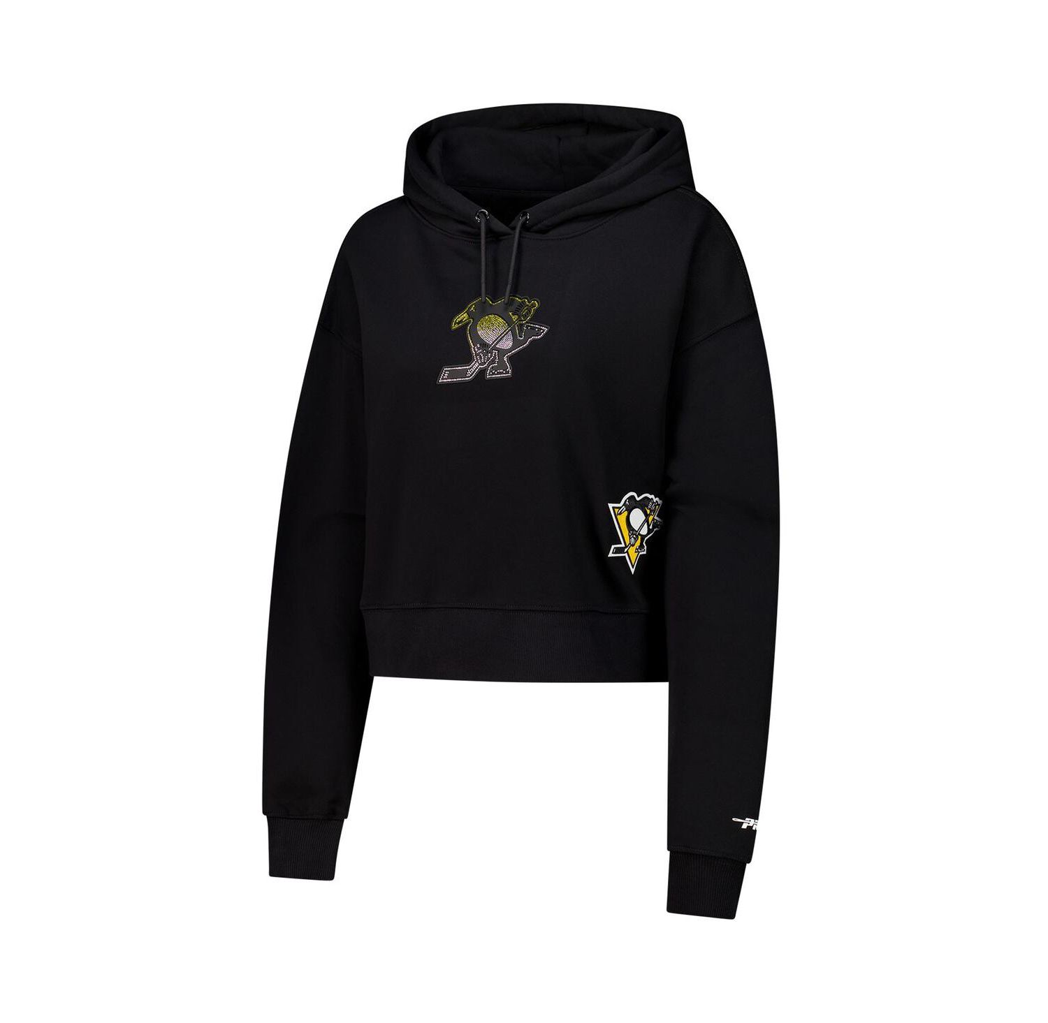 Women's Black Pittsburgh Penguins Jewels Cropped Pullover Hoodie