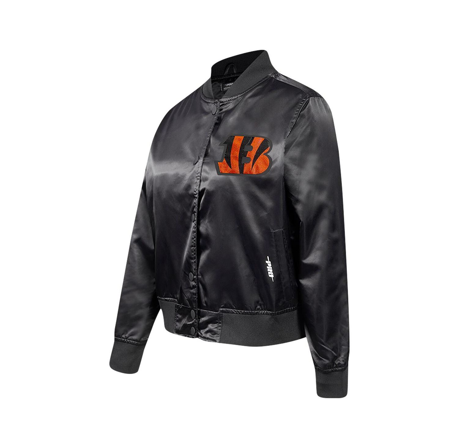 Women's Black Cincinnati Bengals Jeweled Satin Full-Snap Jacket