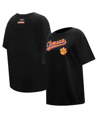 Pro Standard - Women's Black Clemson Tigers Script Tail Oversized Boyfriend T-Shirt