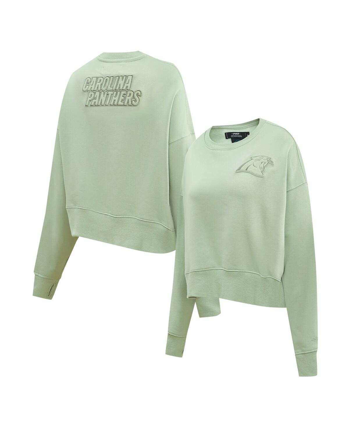 Pro Standard Women's Light Green Carolina Panthers Oversized Cropped Neutral Pullover Sweatshirt