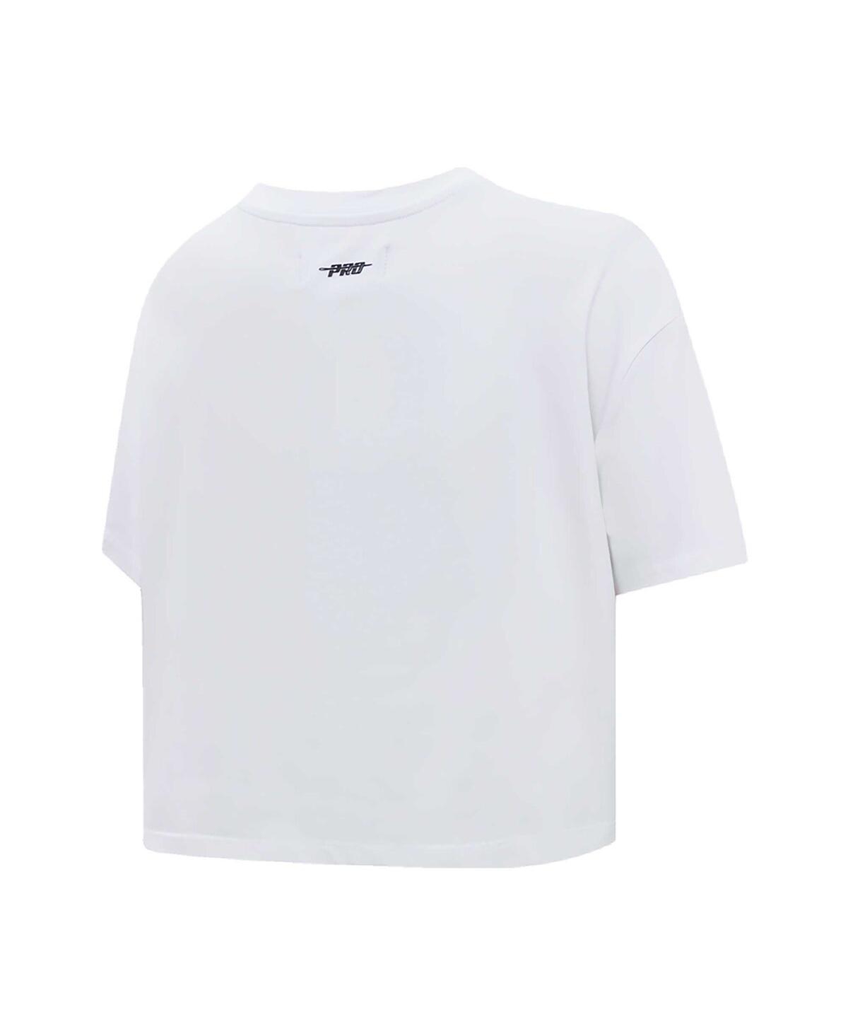 Pro Standard Women's White Pittsburgh Penguins Boxy Script Tail Cropped T-shirt In White
