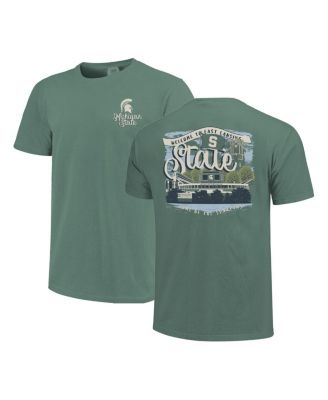 Women's Green Michigan State Spartans Comfort Colors Campus Scene Drawing Script T-Shirt