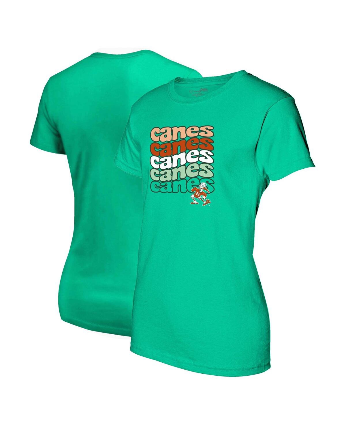 Image One Women's Green Miami Hurricanes Repeat Slogan Boyfriend T-shirt In Green