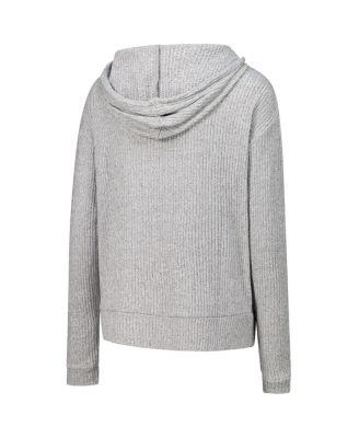 Women's Heather Gray Michigan Wolverines Juniper Soft Modest Cropped Long Sleeve Hoodie Top