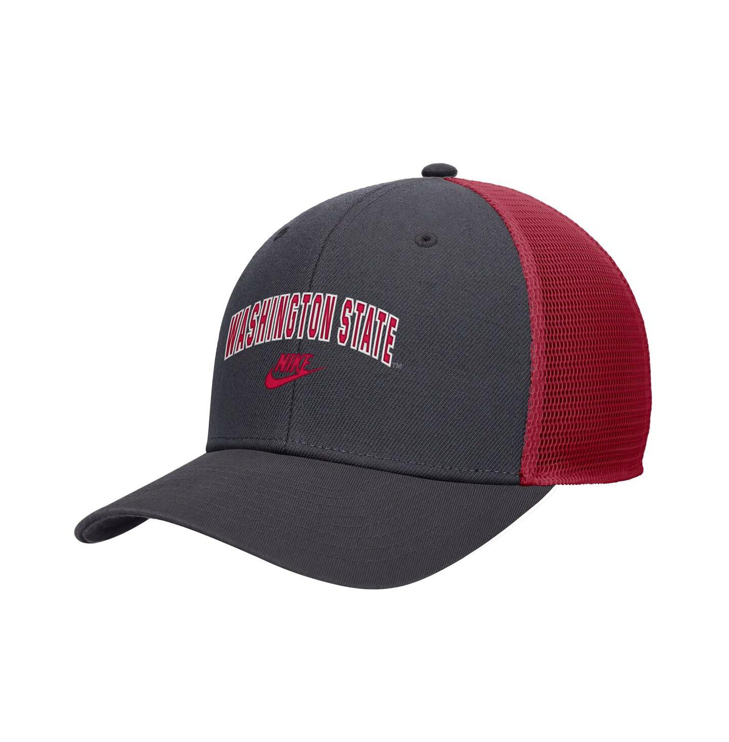 Мужская кепка Nike Gray Washington State Cougars Vintage Arch Rise Performance Trucker Adjustable Hat — фото 1