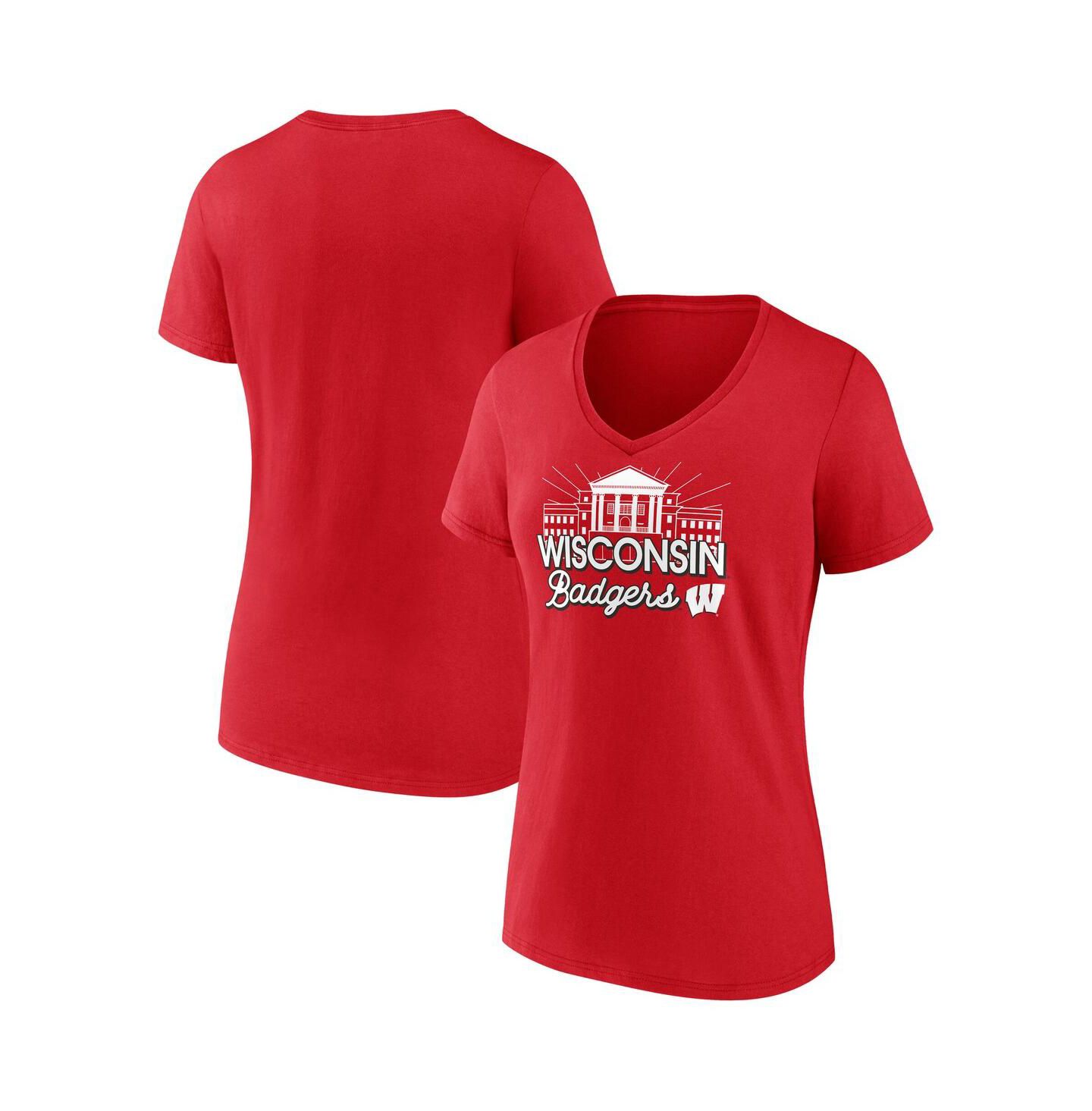 Женская футболка Fanatics Red Wisconsin Badgers Fundamentals Region Draw — фото 1