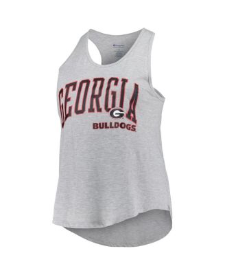 Women's Heather Gray Georgia Bulldogs Arch Logo Racerback Scoop Neck Tank Top