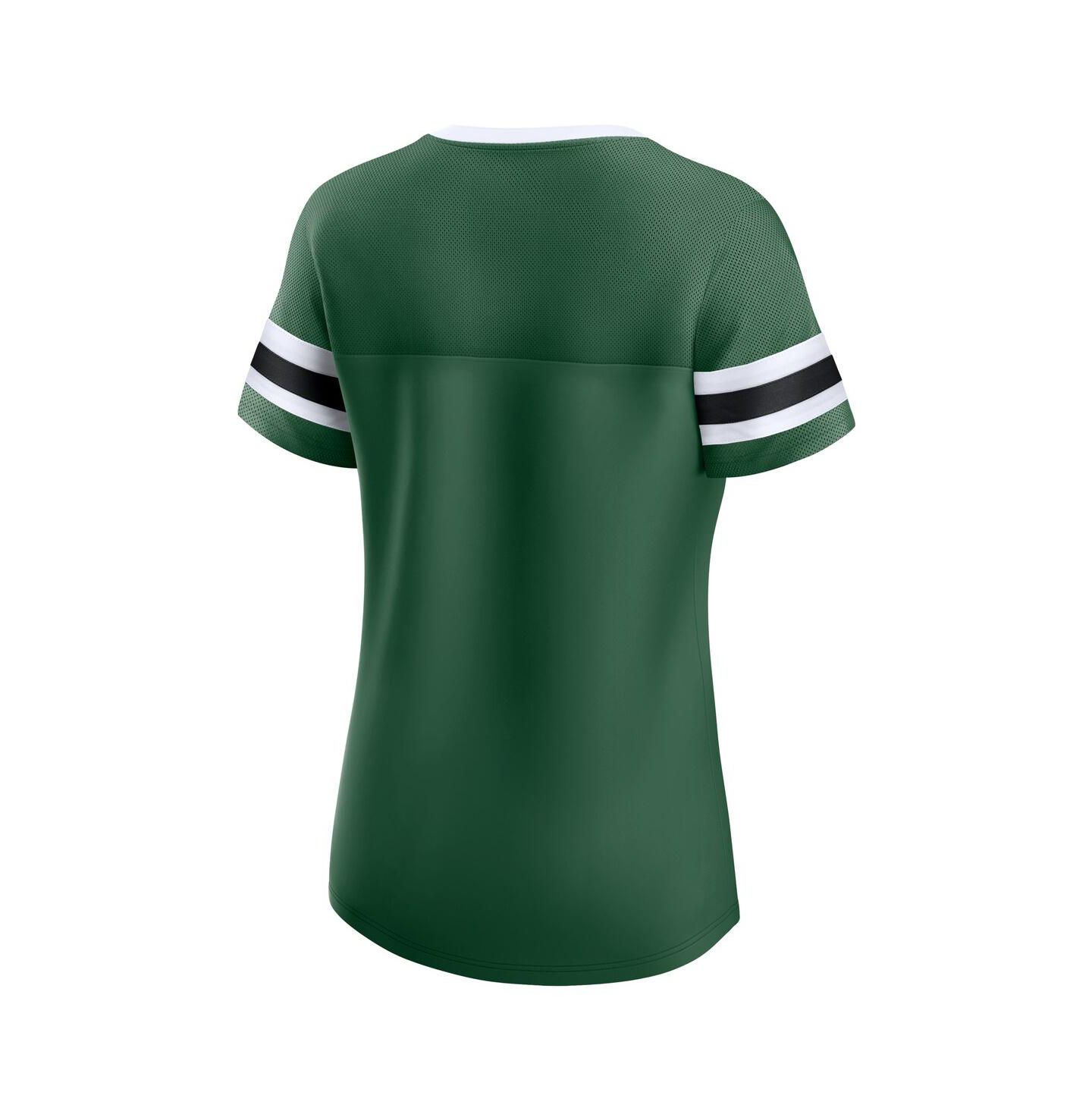 Женская футболка Fanatics Green New York Jets True Catch Iconic Rhinestone Bling Athena Lace-Up — фото 2