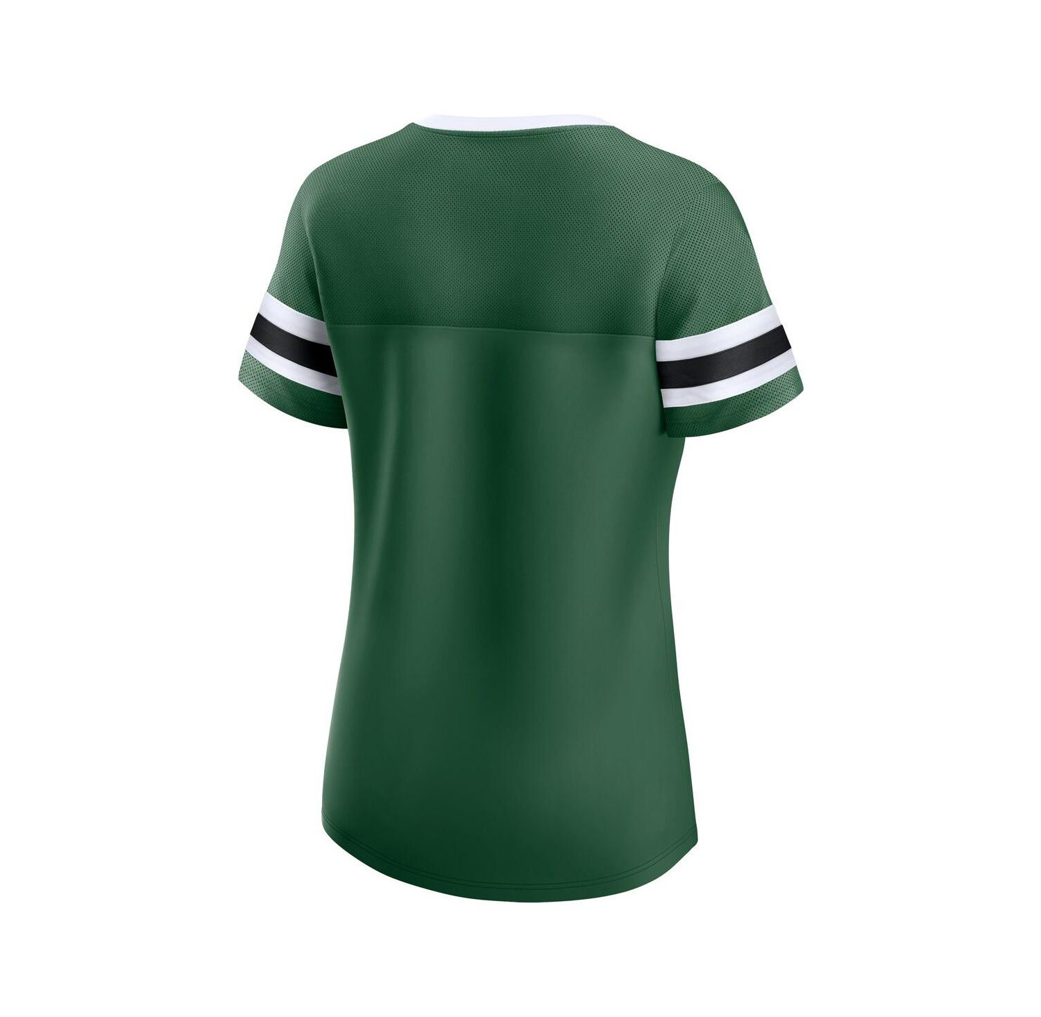 Women's Green New York Jets True Catch Iconic Rhinestone Bling Athena Lace-Up T-Shirt