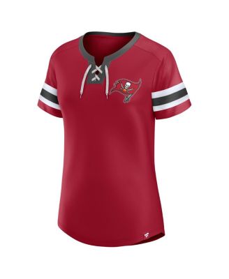 Women's&nbsp;Red Tampa Bay Buccaneers Lace-Up Bling T-Shirt