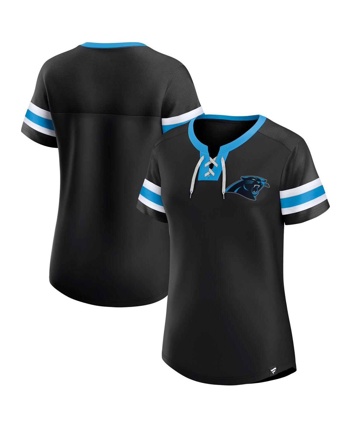 Fanatics Women'sâ Black Carolina Panthers Lace-up Bling T-shirt In Black