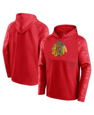 Fanatics - Men's Red Chicago Blackhawks Shade Defender Raglan Pullover Hoodie