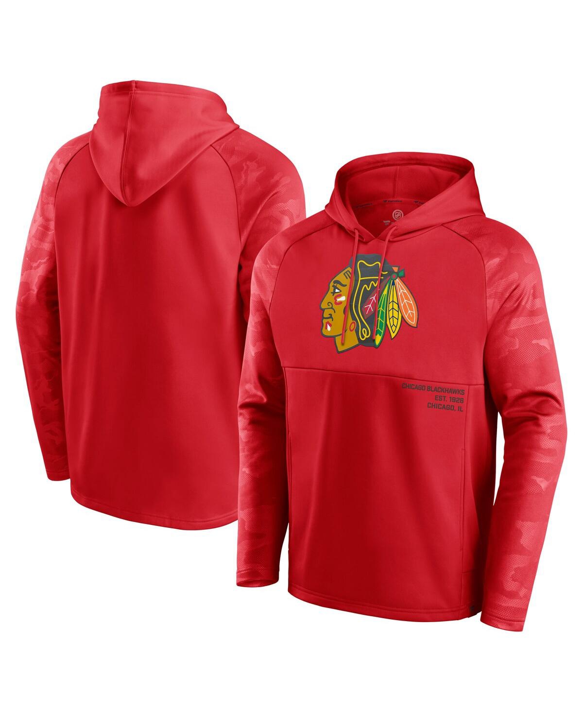 Fanatics Men's Red Chicago Blackhawks Shade Defender Raglan Pullover Hoodie