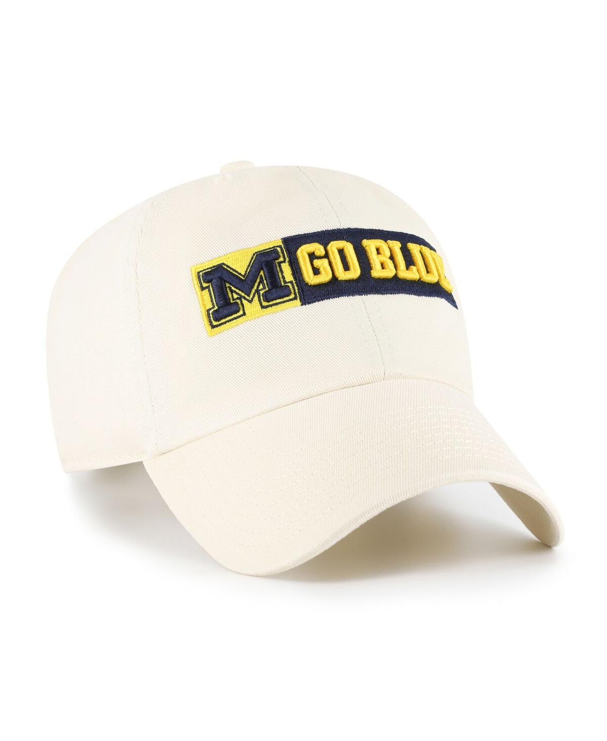 47 Brand Men's Natural Michigan Wolverines Clean Up Adjustable Hat In Brown