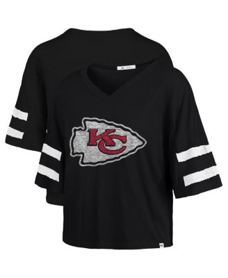 '47 Brand - Women's Black Kansas City Chiefs Premier Scout Cropped V-Neck T-Shirt