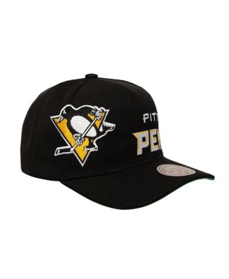 Men's Black Pittsburgh Penguins Busted Logo Wordmark Wrap-Around Pro Pinch Adjustable Hat