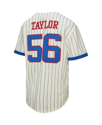 Men's Lawrence Taylor Cream New York Giants Name Number Mesh Button-Up Baseball Jersey