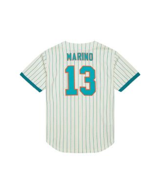 Men's Dan Marino Cream Miami Dolphins Name Number Mesh Button-Up Baseball Jersey