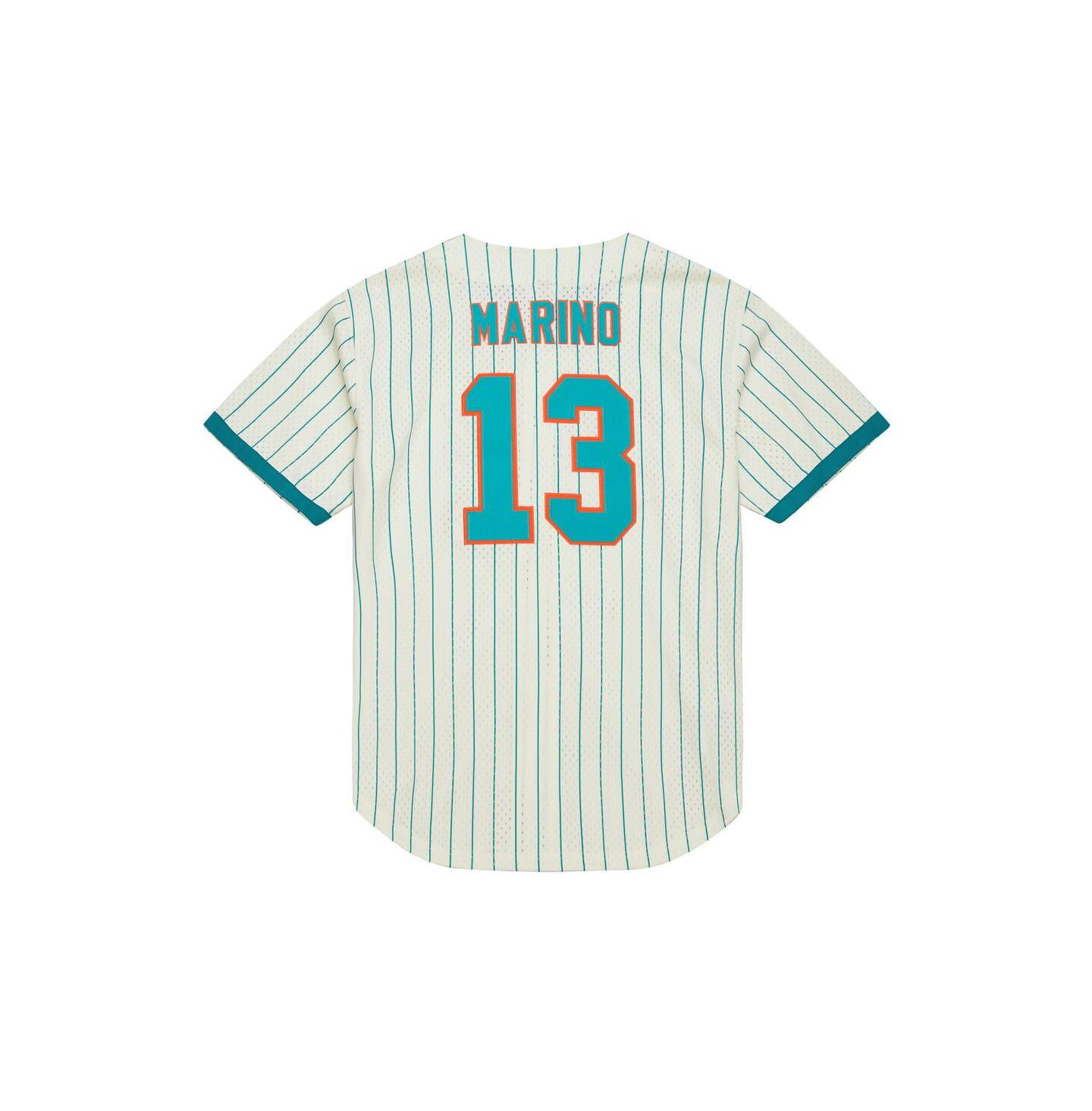 Мужской топ Mitchell & Ness Dan Marino Cream Miami Dolphins Name & Number Mesh Button-Up Baseball Jersey — фото 4