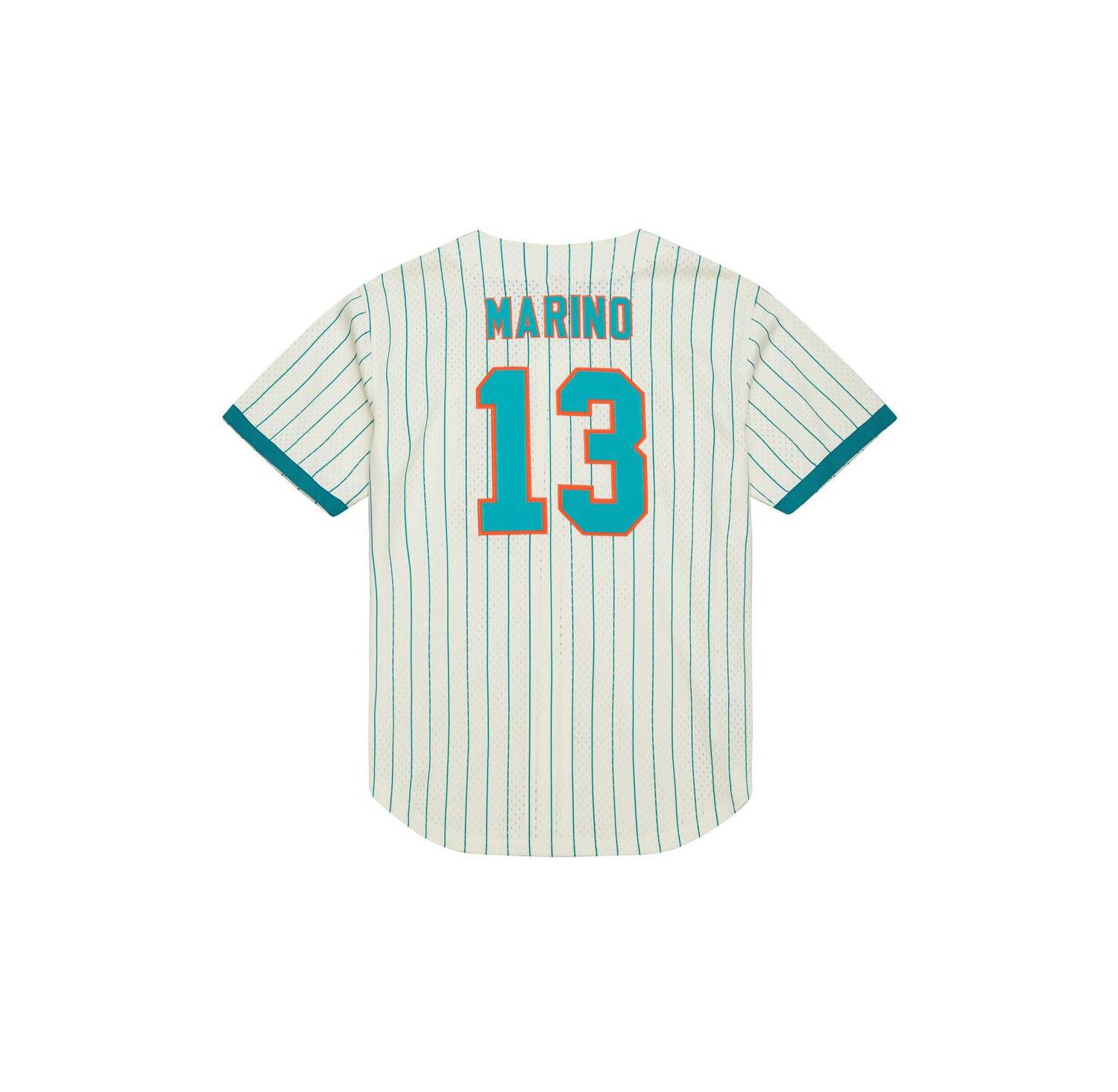 Men's Dan Marino Cream Miami Dolphins Name & Number Mesh Button-Up Baseball Jersey
