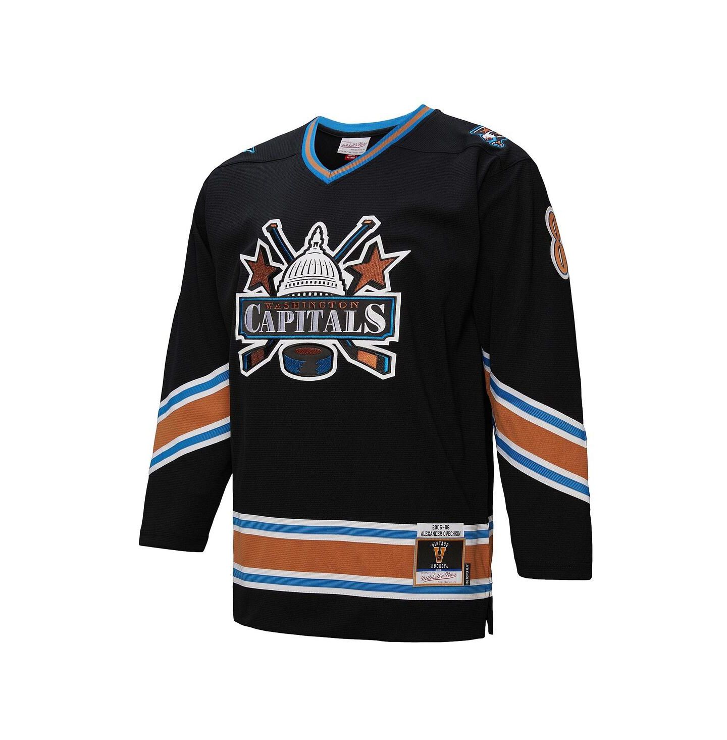Мужской топ Mitchell & Ness Alexander Ovechkin Black Washington Capitals 2005/06 Power Play Jersey — фото 5