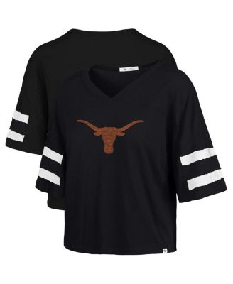 '47 Brand - Women's Black Texas Longhorns Premier Scout Sleeve Stripe Relaxed Dolman T-Shirt