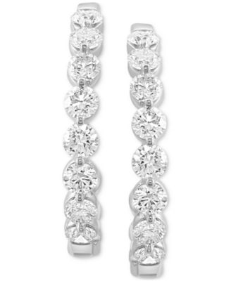 EFFY&reg; Lab Grown Diamond In & Out Hoop Earrings (2-7/8 ct. t.w.) in 14k White Gold, 0.87"