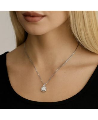 Two Carat Halo Cubic Zirconia Pendant Necklace