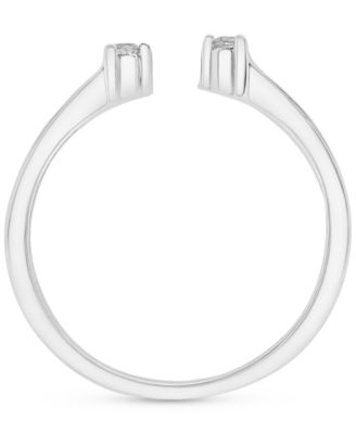 Diamond Three Stone Cuff Ring (1/10 ct. t.w.) in 10k Gold or 10k White Gold, Created for Macy's