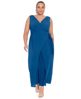 Plus Size Sleeveless Sarong-Tie Jumpsuit