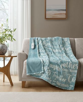 Heated Novelty Reversible Printed Electric Plush Throw, 50" x 60"