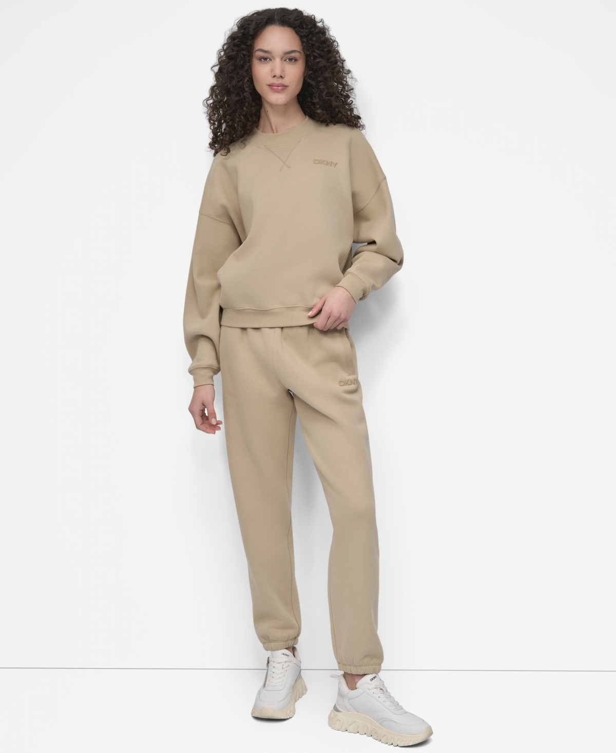 Dkny Embroidered Logo Pullover Sweatshirt In Brown