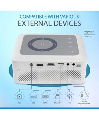 Portable Home Theater Projector, 80 ANSI Lumens, 720P, up to 120”