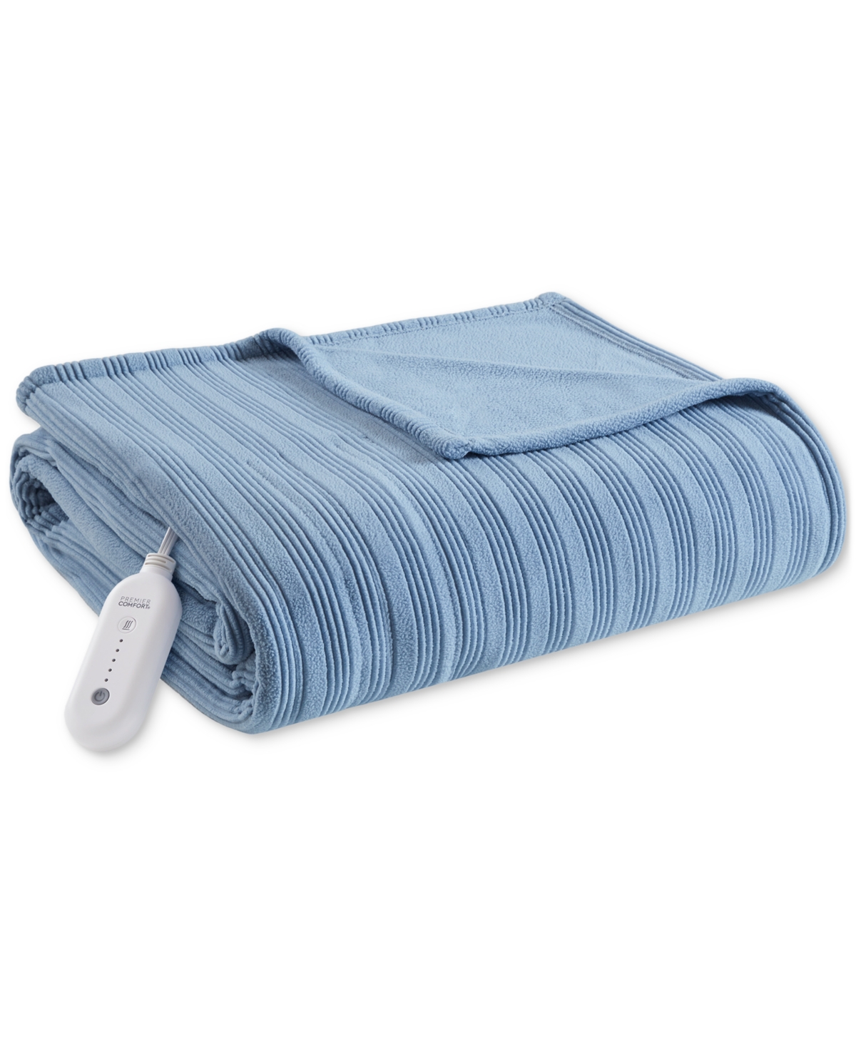 Premier Comfort Heated Textured Fleece Blanket, Twin In Blue
