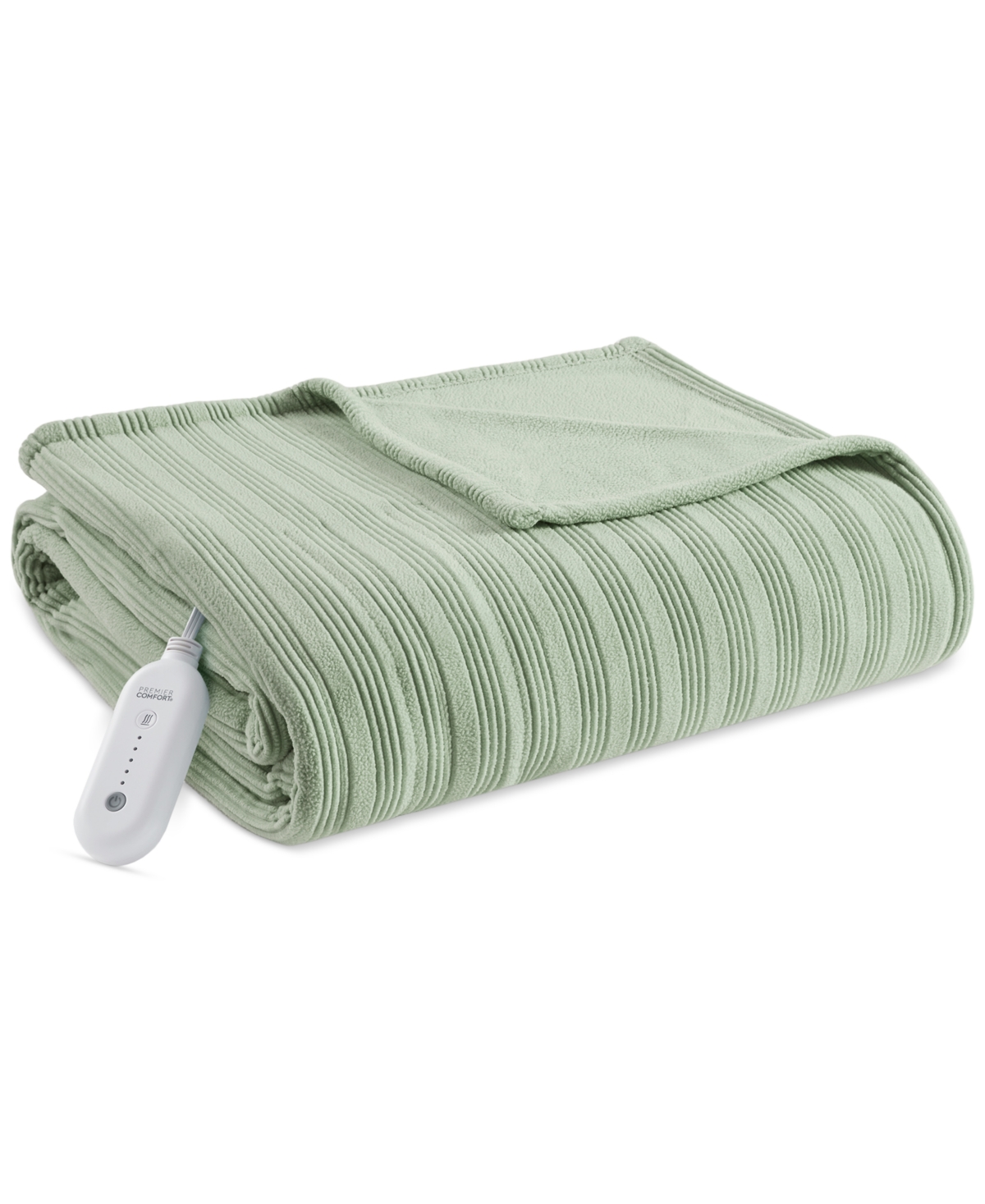Premier Comfort Heated Textured Fleece Blanket, Full In Green