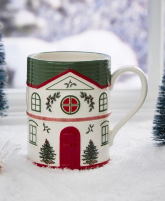 Christmas Tree Village Mug, Red