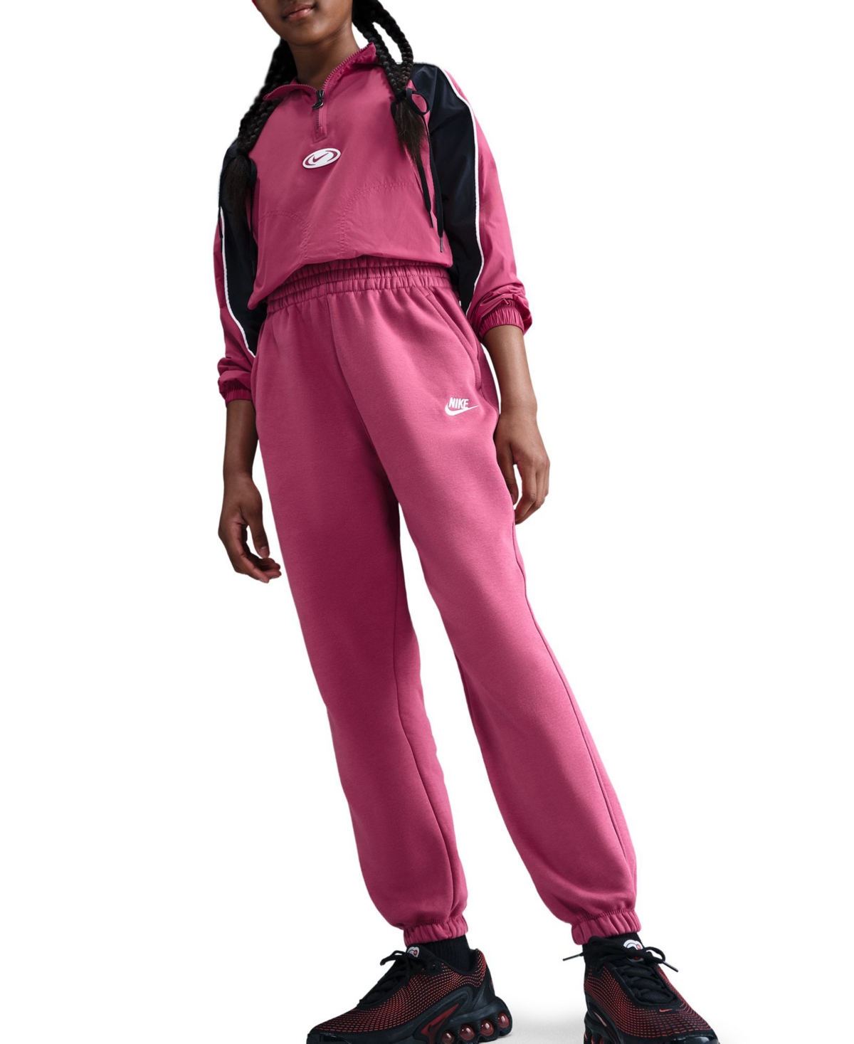 Nike Big Kids Sportswear Club Fleece Loose Logo Joggers In Red