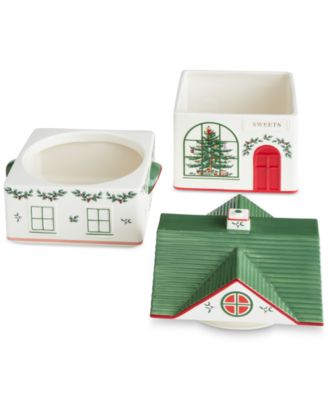 Christmas Tree Village Stacking Canister