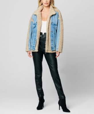 Women's Faux Sherpa and Denim Mixed Media Jacket