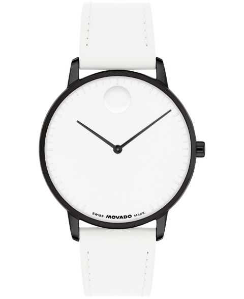 Часы Movado Unisex Face Swiss Quartz White Leather Watch, 39mm
