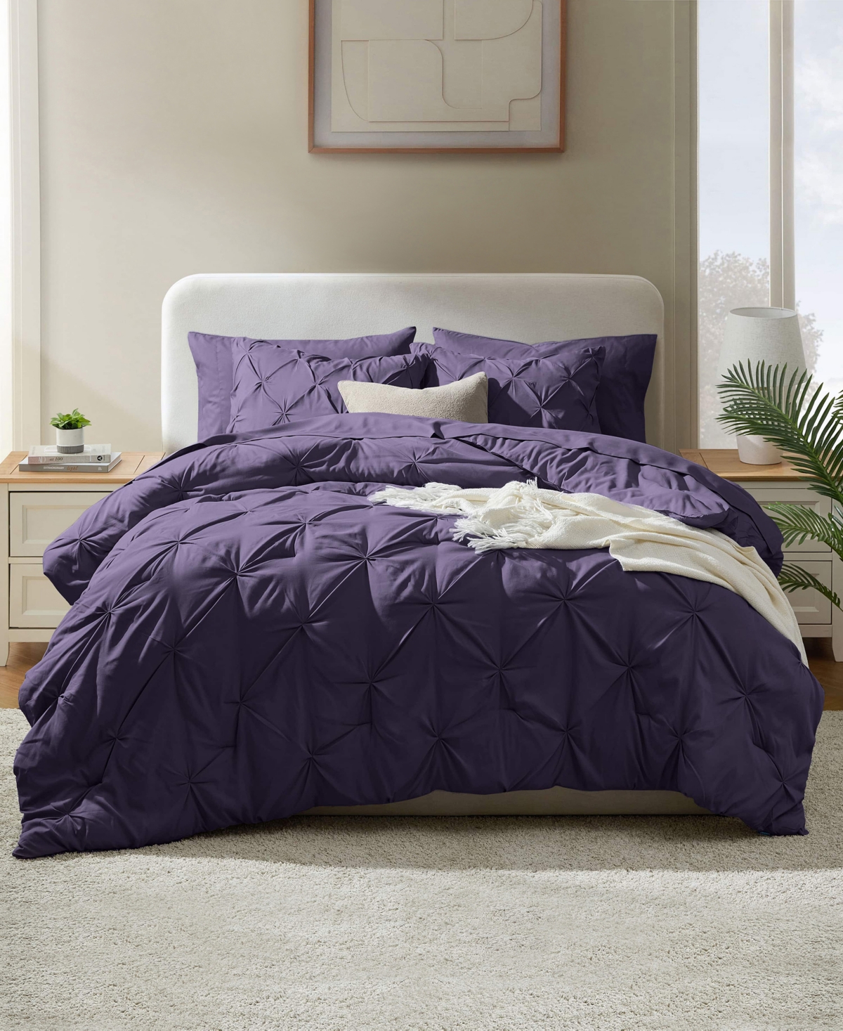 Nestl Luxury Soft Pinch Pleat 7-pc. Comforter Set, Queen In Purple