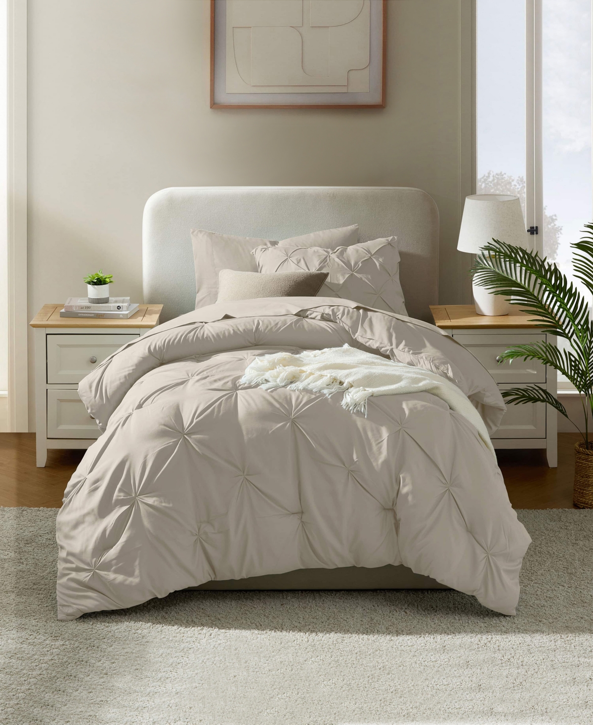 Nestl Luxury Soft Pinch Pleat 5-pc. Comforter Set, Twin In Neutral