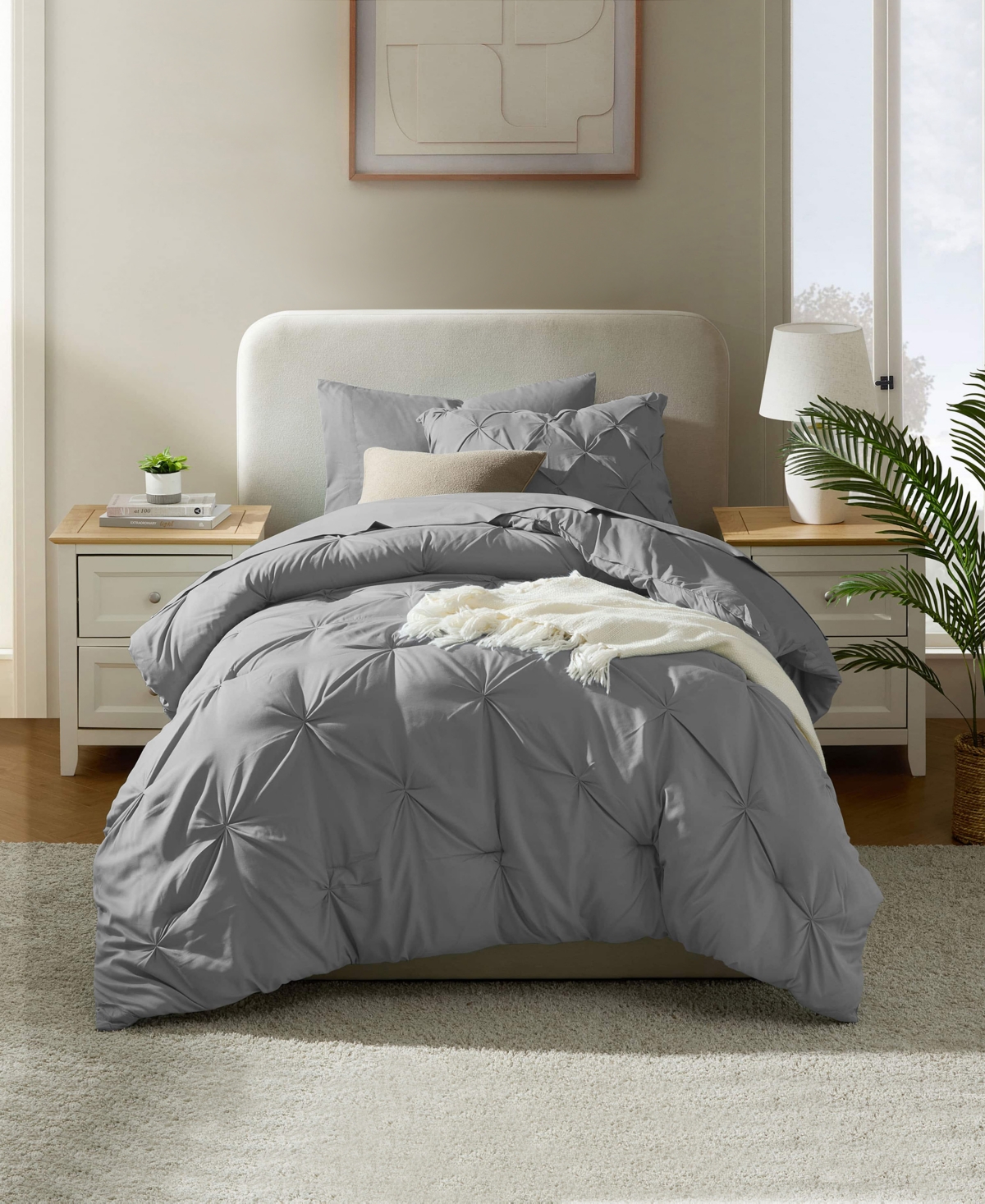 Nestl Luxury Soft Pinch Pleat 5-pc. Comforter Set, Twin In Gray