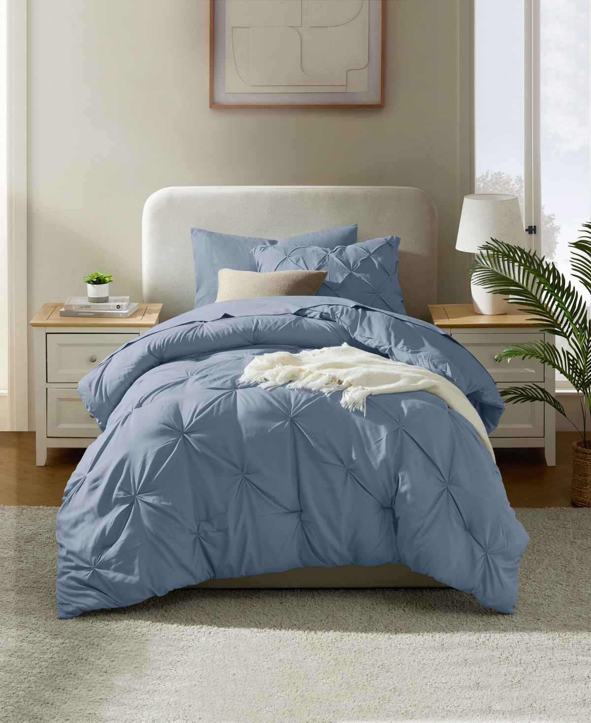 Nestl Luxury Soft Pinch Pleat 5-pc. Comforter Set, Twin Xl In Blue