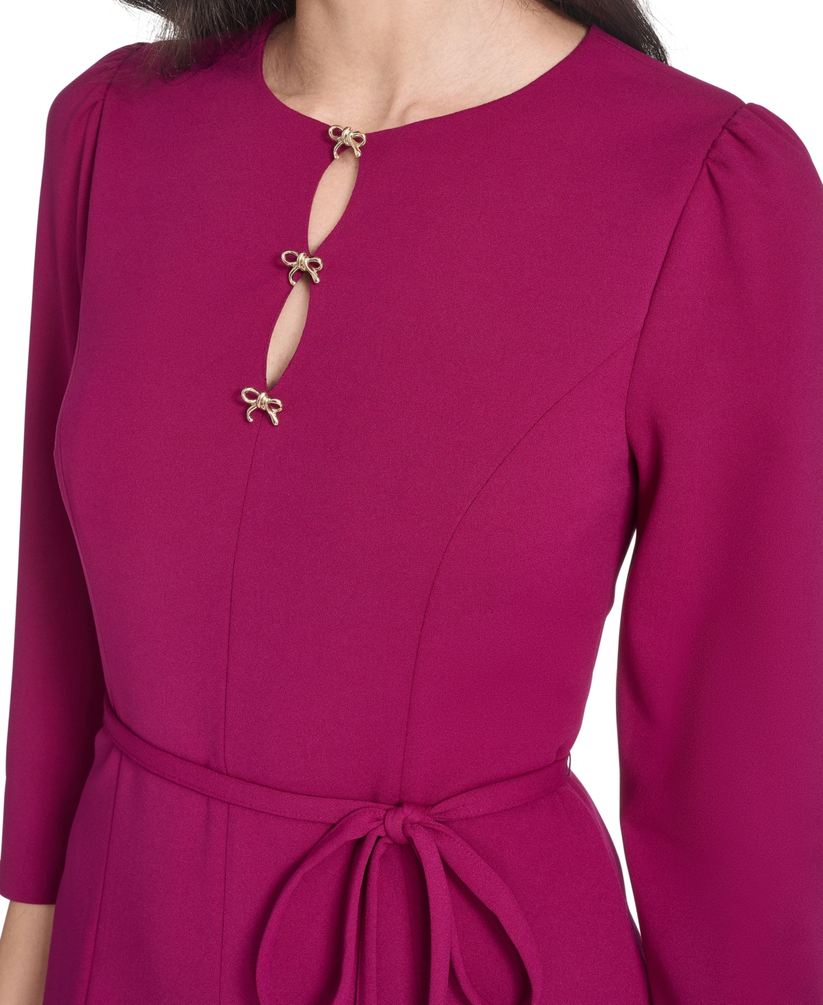 Jessica Howard Women's Jewel Neck 3/4-sleeve Midi Dress In Purple