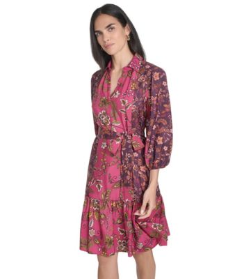 Women's Short Shirt Tiered Skirt Dress